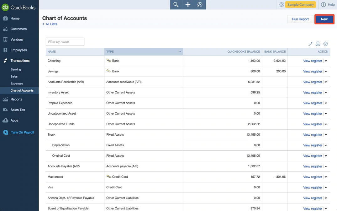 chart of accounts